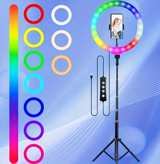 10" LED Selfie Ring Light, 38 Color Modes With Tripod Stand