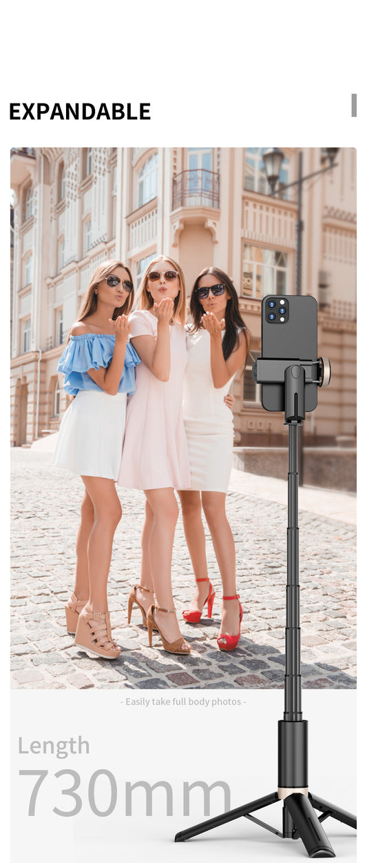 Portable Aluminum Alloy Phone Selfie Stick, Extendable Mobile Phone Tripod, Integrated Wireless Remote Hands Free Shooting For Apple IPhone And Android Smartphones 4''-7"