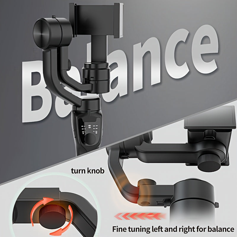 QAML 3-Axis Smartphone Gimbal Stabilizer, USB Charging, Wireless, Handheld Stabilizer with Tripod, 2500mAh Li-Polymer Battery, Great for Vlogging, Sports and Travel Shooting, Compatible with iPhone and Android