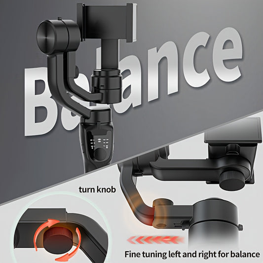 QAML 3-Axis Smartphone Gimbal Stabilizer, USB Charging, Wireless, Handheld Stabilizer with Tripod, 2500mAh Li-Polymer Battery, Great for Vlogging, Sports and Travel Shooting, Compatible with iPhone and Android