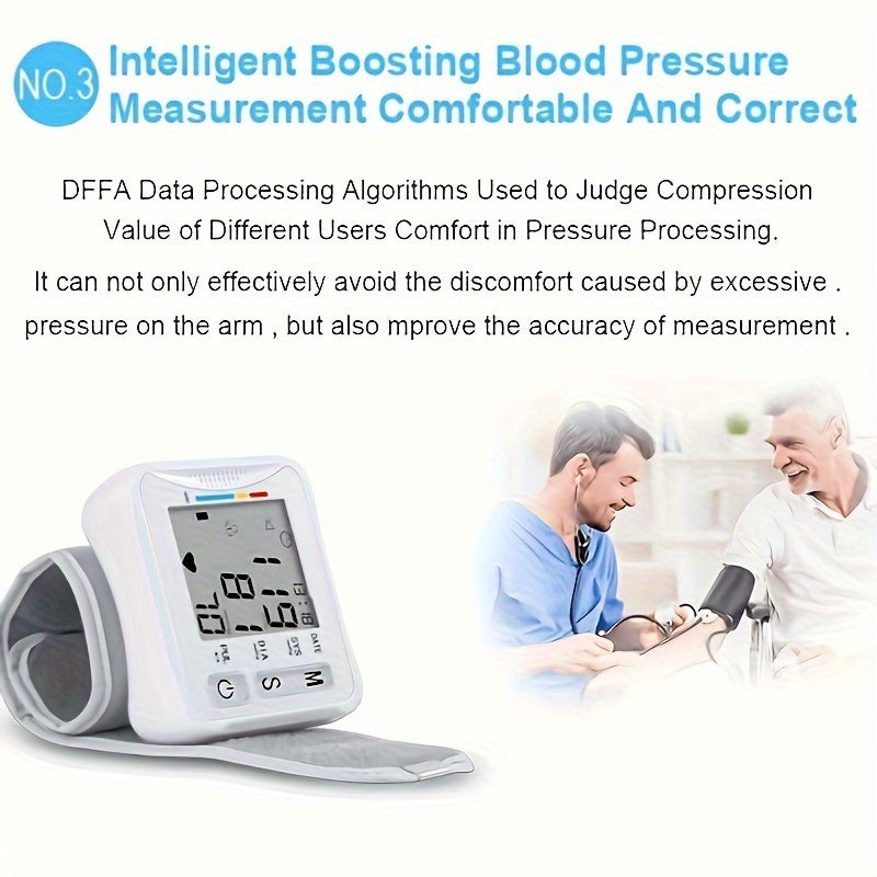 TAIKON W01 Digital Blood Pressure Monitor with Pulse Rate Detection - Easy-to-Use Wrist Cuff, Battery-Powered, LCD Display, Adjustable for Adults & Youngsters