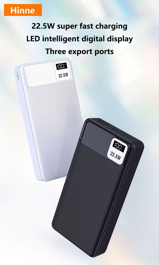 Hinne 20000/10000mAh Portable Power Bank - 22W Fast Charger with LED Display & Multi-Interface (USB/Type-C/Micro) - For iPhone & Android Devices - Ideal for Travel & Outdoor Activities - Perfect Gift for Tech Enthusiasts