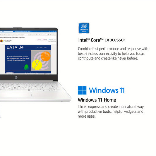HP 2024 Newest 14" Laptop For Student And Business, HP Stream 14inch Laptop, Ultral Light Laptops, Intel Celeron N4120(Quad-Core), Up To 16GB RAM, Up To 320GB Storage(64GB EMMC 256GB Micro SD), 1-Year Office 365, Windows 11 Home In S Mode, Snowflake Whit