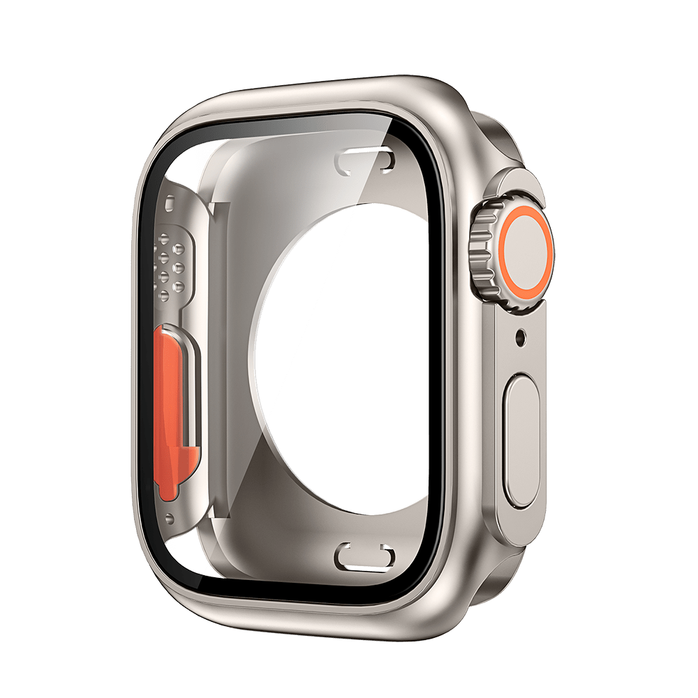 For Apple Watch Series 9/8/7/6/5/4/SE 2 45mm 41mm 44mm 40mm Screen Protector Case -  Looks Like Ultra Protector Case - Front And Rear Cover Protector Case For Apple Watch 45mm (Titanium) - For Apple Watch Enthusiasts - Perfect Gift for Tech Lovers