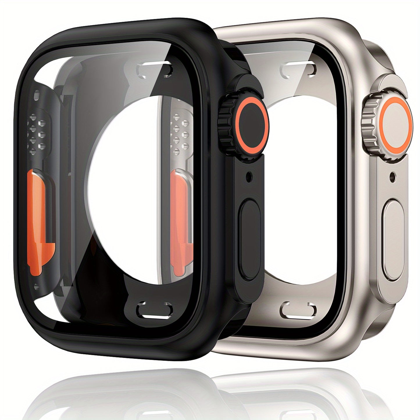 For Apple Watch Series 9/8/7/6/5/4/SE 2 45mm 41mm 44mm 40mm Screen Protector Case -  Looks Like Ultra Protector Case - Front And Rear Cover Protector Case For Apple Watch 45mm (Titanium) - For Apple Watch Enthusiasts - Perfect Gift for Tech Lovers
