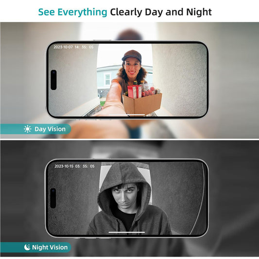 Smart Wireless Doorbell Visual-WiFi Doorbell Camera - Night Vision, Voice Changer, Photo&Video, 2 Way Audio, SD Card - For Home Security - Suitable for All - Perfect Gift for Homeowners