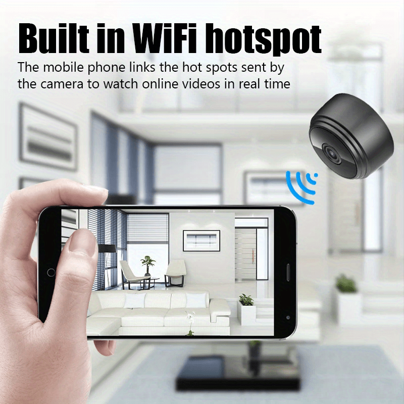 TERUHAL 480p WiFi Security Camera, Mobile App Control, Rechargeable Lithium Polymer Battery, Dual Power USB/Battery, Wi-Fi Enabled Indoor Surveillance, Smart Home Helper