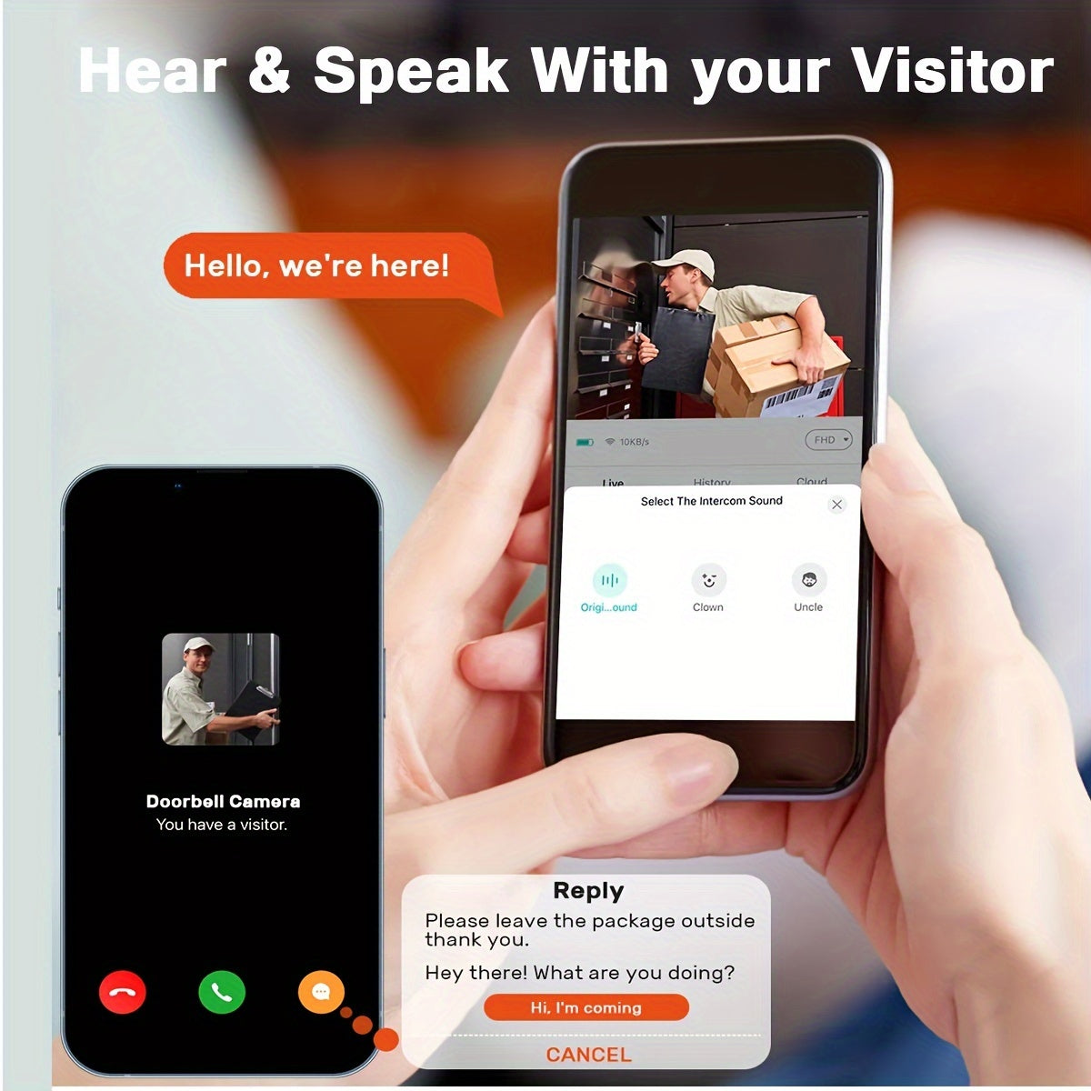 Tuya Wireless Doorbell Camera With HD Video, Night Vision & Voice Change