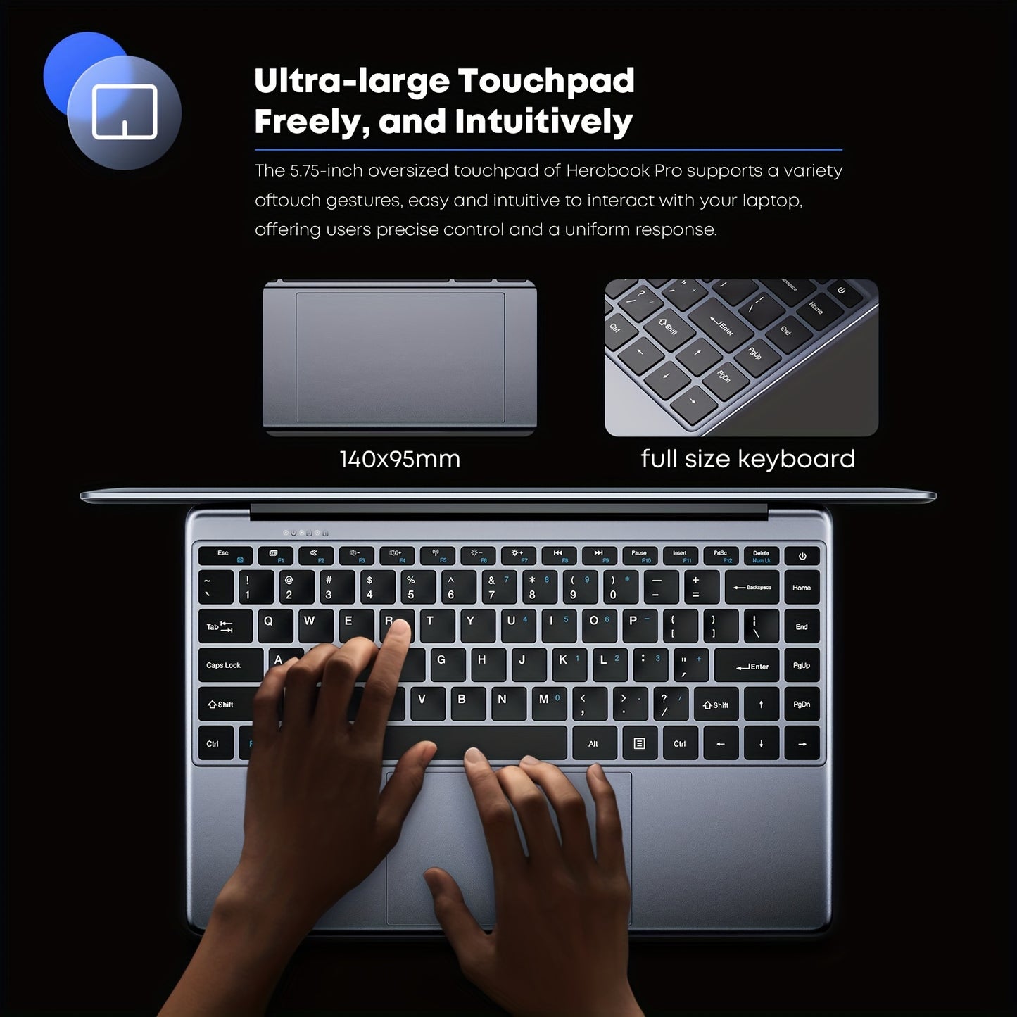 CHUWI HeroBook Pro Windows 11 Laptop, 14.1" 1920*1080 FHD IPS Display, 8GB LPDDR4 256GB SSD 1TB SSD Expand, Intel N4020, Mini HD, 2.4G/5G WiFi, Webcam, USB 3.0, TF Card, NoteBook Computer
