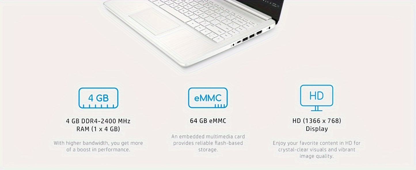 HP Newest 14" Ultral Light Laptop, For Students And Business, Intel Quad-Core Processor, 1-Year Office 365, Long Battery Life, Wi-Fi, Win11 H In S christmas gift