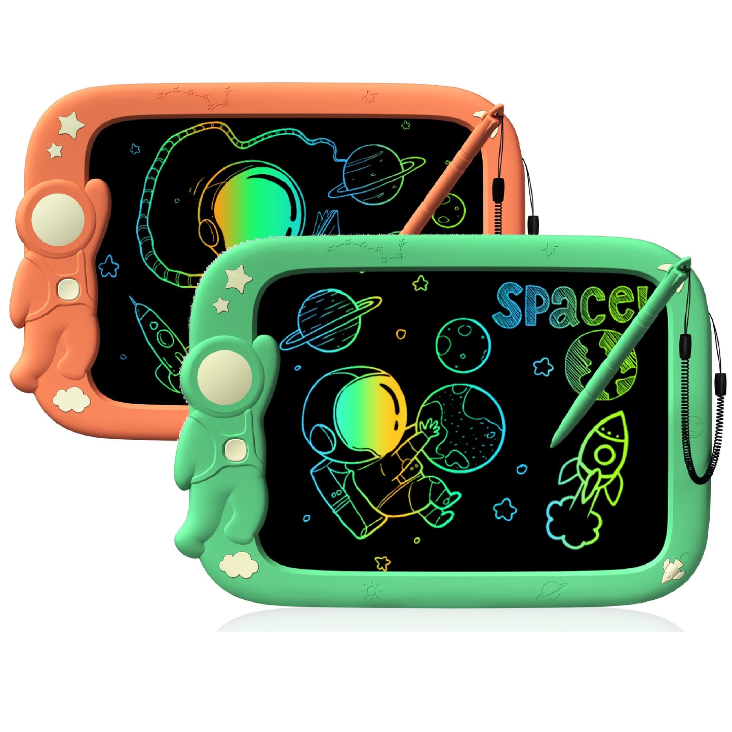 2pcs 9 Inch LCD Writing Tablet for Kids, Astronaut Colorful Drawing Pad, Kids Drawing Board, Boys and Girls Kids Learning Toys Yeas old 3-12