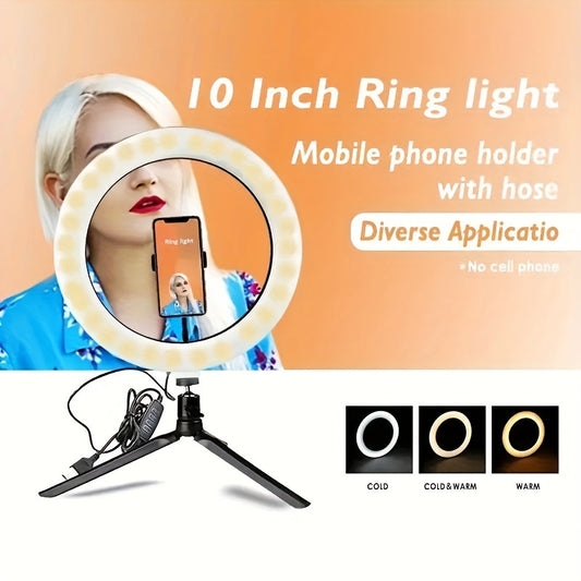 10" LED Ring Light With Tripod And Phone Holder