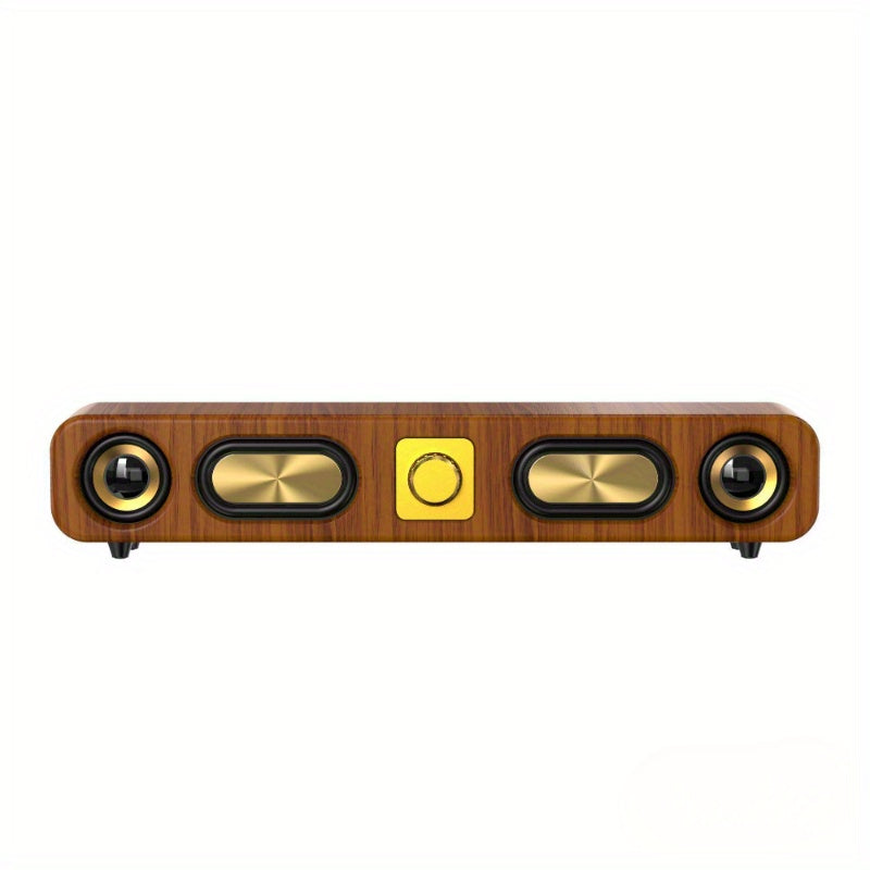Portable Wireless Speaker with Enhanced Bass - Wireless, Dual Speakers, Rechargeable Battery, Ideal for Parties & Gifts, Wood Grain Design