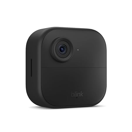 Blink Outdoor 4 (newest model), Wire-free smart security camera, two-year battery life, two-way audio, HD live view, enhanced motion detection, Works with Alexa – 5 camera system