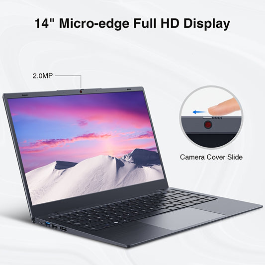 Founder 14 Inch IPS Screen Laptop, N4000 Processor, 2.6GHz 8GB RAM, 256GB ROM, 1080p Resolution, 802.11ac WLAN, Rechargeable Lithium Battery, USB Keyboard, Affordable Laptop PC for Students and Office