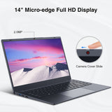 Founder 14 Inch IPS Screen Laptop, N4000 Processor, 2.6GHz 8GB RAM, 256GB ROM, 1080p Resolution, 802.11ac WLAN, Rechargeable Lithium Battery, USB Keyboard, Affordable Laptop PC for Students and Office