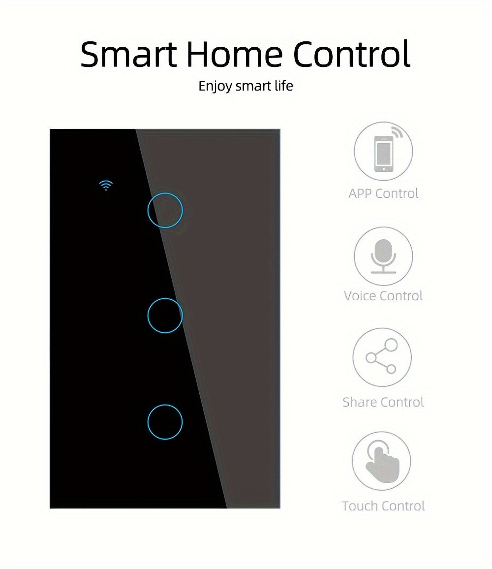 Chevolink WiFi Smart Light for Switch - Touch Control, Voice-Activated with Alexa & Google Home Compatibility, App Remote, Timer Setting, Share Feature - White/Black - For Smart Home Enthusiasts - Ideal for Living Room, Bedroom & Office - Perfect Gift fo