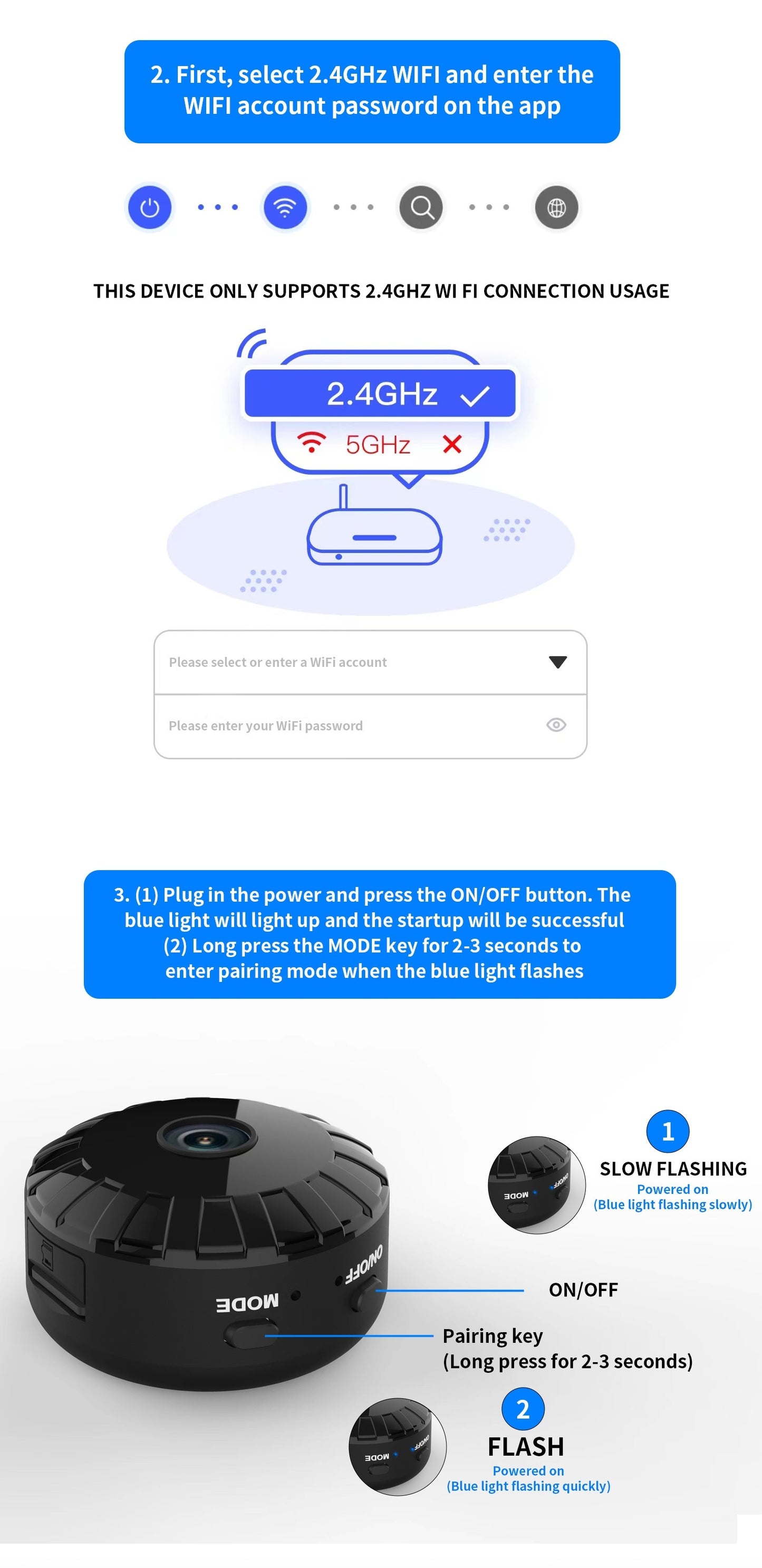 HD Smart Wireless 2.4GHz WiFi Camera, Home Security Surveillance Camera