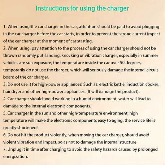 XJDR 4-Port USB Car Charger, Fast Charging 2PD, PD QC3.0, Type C Adapter, 12V-36V, Female to Male Connector, with Dual Voltage Car Plug for Smartphones & Devices Without Battery