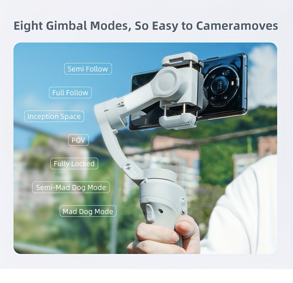 Smartphone Gimbal Stabilizer, Intelligent Gimbal, 3-Axis Smartphone Gimbal, Target Tracking, Portable and Foldable, Automatic Tracking Smartphone Stabilizer, Smartphone Gimbal with ActiveTrack, Stabilizer for Video Recording, Vlogging Stabilizer
