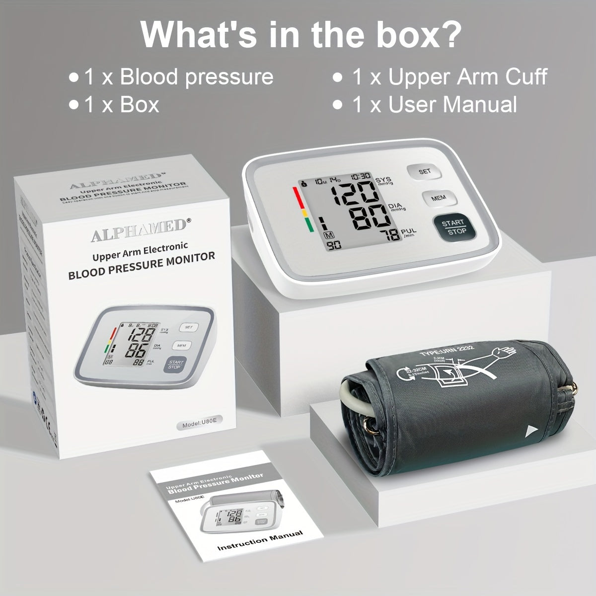 Home Blood Pressure Monitor with 8.7-17 Inch Blood Pressure Cuff BP Cuff Automatic Upper Arm Cuff Digital Blood Pressure Machine (Batteries not included)