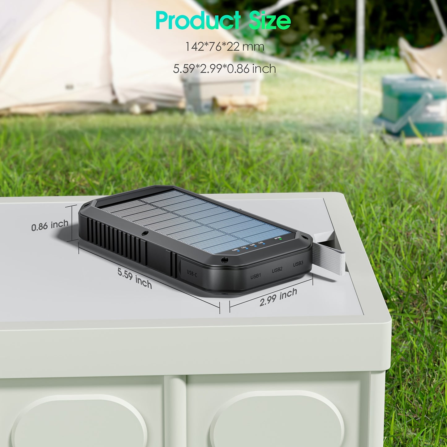 Solar Charger 10000mAh, Solar Power Bank, USB C Quick Charge Wireless Portable Charger With LED Flashlight For IPhone, Android And Outdoor Camping