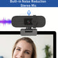 Plug & Play 4K Webcam with Auto-Zoom, Remote Control, Privacy Cover, and Built-in Mic for PC/Laptop - Ideal for Video Calls & Conferencing