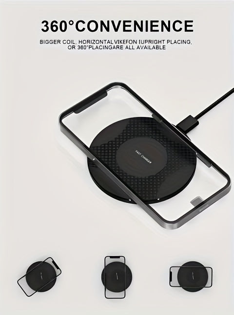 Desktop Disc Fast Wireless Charger 10W Max, for iPhone 16/15/14/13/12/11/8 Series, for Galaxy S23/S22/S21/S20/S10/S9, for Galaxy S24/S23/S22 Ultra, for Google PIXEL 8A/8/8 Pro/Pixel 9 Pro XL/Pixel 9 Pro, Wireless charging station