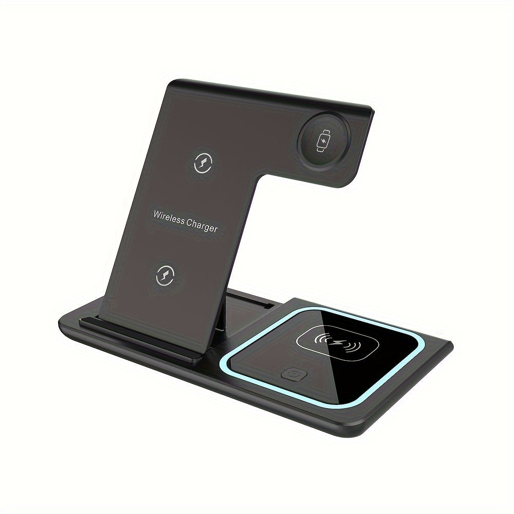 TIMESS 3-in-1 Wireless Charging Station, for iPhone 16, 15, 14,13,12,11/Pro/Max/Mini/Plus, X, XR, XS/Max, SE, 8/Plus, for Apple Watch 1-9, for Airpods 3/2/Pro
