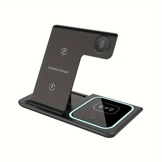 TIMESS 3-in-1 Wireless Charging Station, for iPhone 16, 15, 14,13,12,11/Pro/Max/Mini/Plus, X, XR, XS/Max, SE, 8/Plus, for Apple Watch 1-9, for Airpods 3/2/Pro