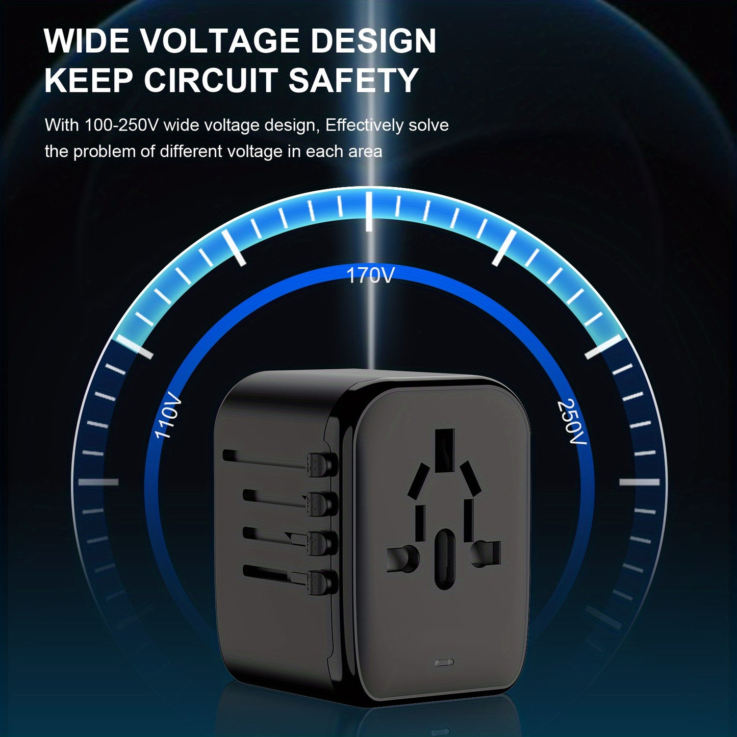 [Popular Choice] 1pc HKLAMIN Compact Travel Adapter with 5-in-1 International Power Plug - Features 3.5A, Dual USB-A Ports & Type-C, PD 20W, QC 18W Fast Charging, AC Outlet - Black, for US, UK, Australia, Asia (Type C/G/A/I), Travel Charging Station|Mode