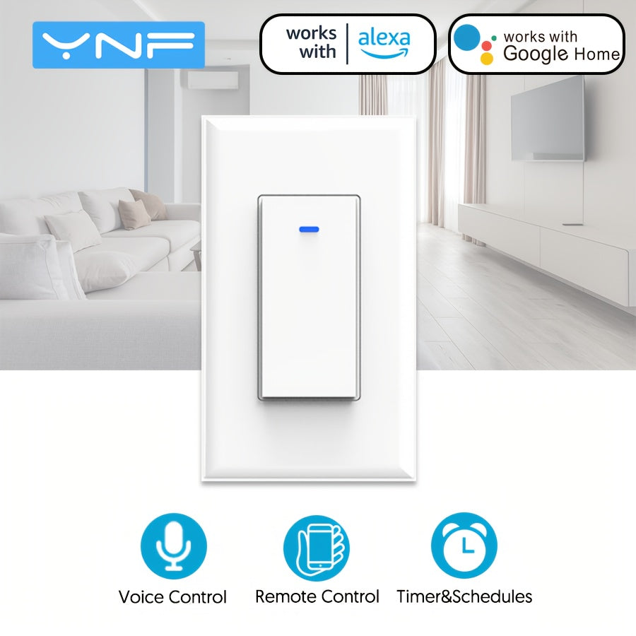 YNF Voice-Activated Smart Light for Switch - Compatible with Alexa, Google Home & SmartThings, Easy Install WiFi Timer, No Hub Needed, Neutral Wire Included - For Smart Home Enthusiasts -  Perfect Gift for Tech Lovers