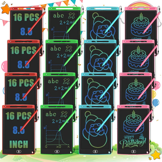 16pcs 8.5" LCD Writing Tablets for Youngsters - Colorful Reusable Doodle Boards, Educational Toys for Boys