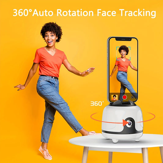 360° Auto-Rotating Face Tracking Tripod, USB Rechargeable Smart Phone Gimbal