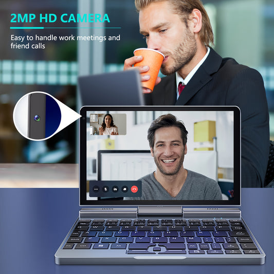Crelander 2 in 1 Mini Laptop | 8 Inch Touchscreen Portable Computer | Intel 12th Gen N100 Processor | 12GB DDR5 RAM | 1TB M.2 SSD | PD 30W Charging | Wi-Fi 6 BT5.2 | Backlit Keyboard | Windows 11