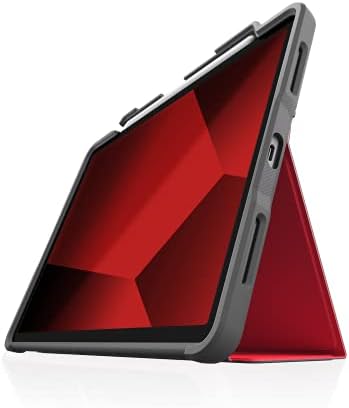 STM Dux Plus for iPad Air 11&#34; (5th/4th Gen &amp; M2 6th Gen 2024) - Ultra-Protective, Lightweight Rubberized Case with Clear Back, Apple Pencil Holder, and Battery-Saving On/Off Cover - Red