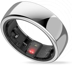Aabo AI Smart Ring for Men &amp; Women | Fitness Tracking - 32 Modes | Sleep &amp; Stress Monitoring | Titanium Ring | No App Subscription | IP68 Water Resistant | Upto 7-Day Battery Life |Black, Size 11
