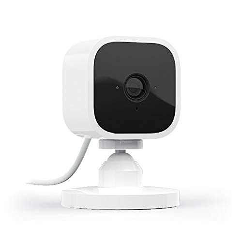 Blink Mini - Compact indoor plug-in smart security camera, 1080p HD video, night vision, motion detection, two-way audio, easy set up, Works with Alexa – 2 cameras (White)
