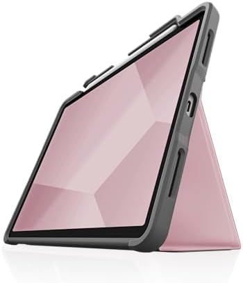 STM Dux Plus for iPad Air 11&#34; (5th/4th Gen &amp; M2 6th Gen 2024) - Ultra-Protective, Lightweight Rubberized Case with Clear Back, Apple Pencil Holder, and Battery-Saving On/Off Cover - Red