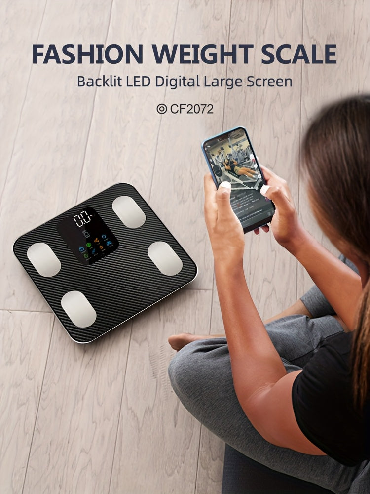 Smart Scale For Body Weight - 400lbs Capacity, BMI, Muscle Mass, Accurate Home User Health Equipment Sync Apps, Carbon Fiber Look With Anti-slip Finish - For Men & Women - Suitable for Home Use - Perfect Gift for Fitness Enthusiasts