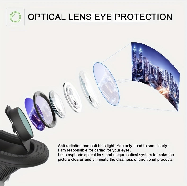 [Popular Choice] Adjustable 3D VR Headset for Smartphones - HD Blu-Ray Lens, Comfortable Nose Pads & Straps, Ideal for Movies & TV, Fits Phones up to 7.2" - Lightweight & Durable