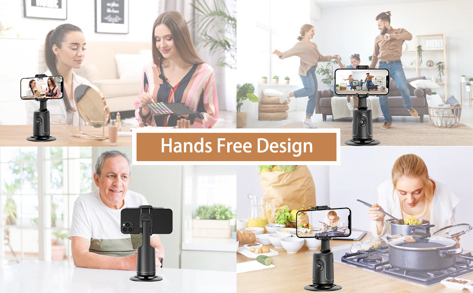 HKXYK Face Tracking Tripod, Desktop Gimbal, No App Required, 360° Rotation Face Body Phone Camera, Mount Smart Phone Tracking Holder for Live Vlog Streaming Video, Rechargeable Battery-Black