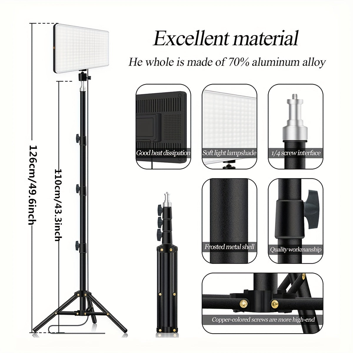 1 Pack LED Ring Fill Light - 10 Inch With Adjustable Tripod Stand 1.1 Meter Bracket