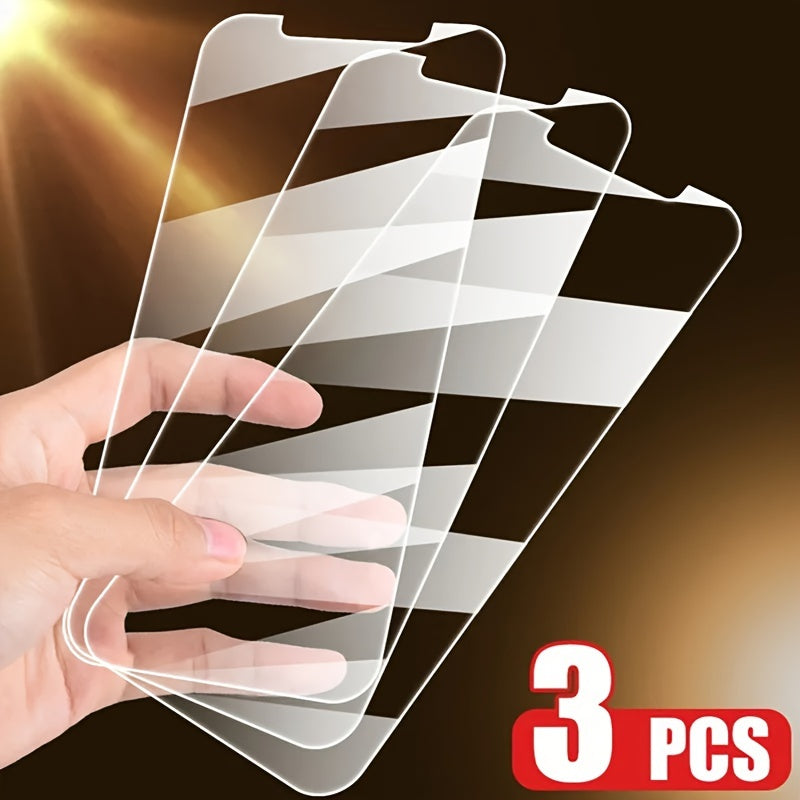 3-Pack Tempered Glass Screen Protectors for iPhone 15/14/13/12/11 Pro Max, 16 Pro, 7/8/SE/XS/XR