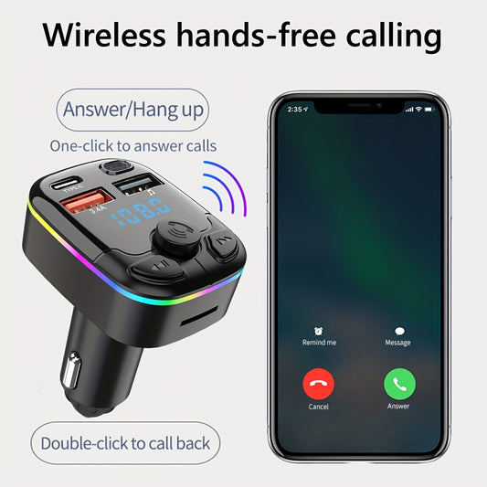 [Popular Choice] JaJaBor Car FM Transmitter Modulator with TF Card Support, U Disk Car MP3 Player, Dual USB Type C Car Charger, Phone Charger Handsfree Car Kit