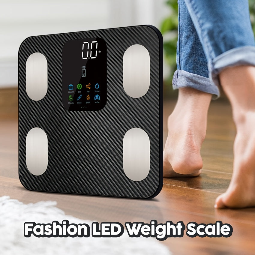 Smart Scale For Body Weight - 400lbs Capacity, BMI, Muscle Mass, Accurate Home User Health Equipment Sync Apps, Carbon Fiber Look With Anti-slip Finish - For Men & Women - Suitable for Home Use - Perfect Gift for Fitness Enthusiasts