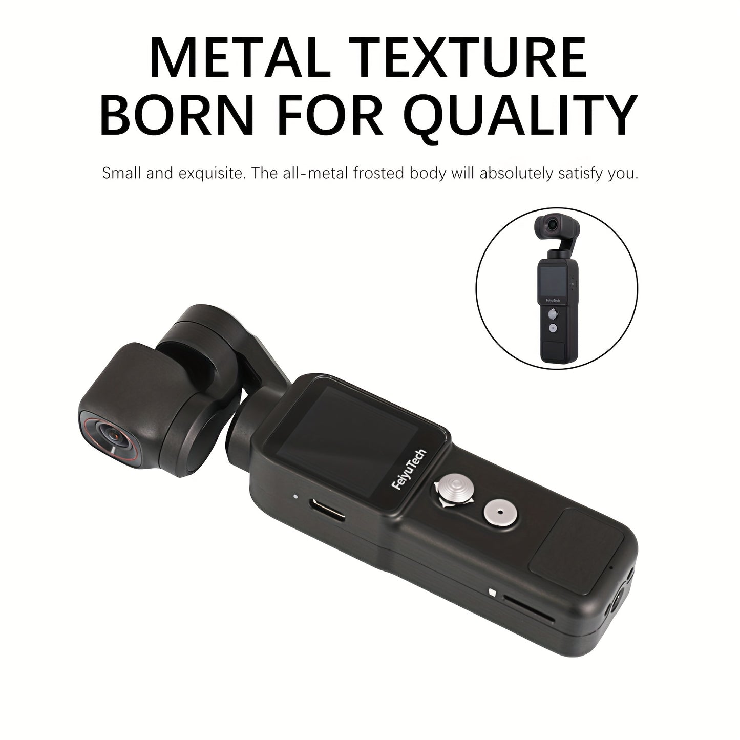 FeiyuTech Pocket 2 Action Camera Gimbal - 4K Handheld Stabilizer with 130° View, Magnetic Body, 4x Zoom, Beauty Effects, USB Rechargeable Battery