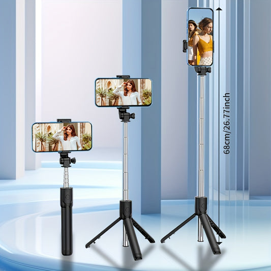 Selfie Pole with Three-legged Stand, Mobile Phone Universal Selfie Artifact 360-degree Rotation, Handheld Anti-shake Gimbal Travel Portable, Wireless Photography Live Shooting Bracket