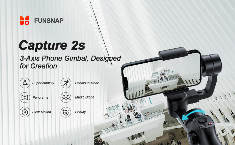 FUNSNAP 3-Axis Gimbal Stabilizer for iPhone 13 12 11 Pro Max XS X XR Samsung s21 s20