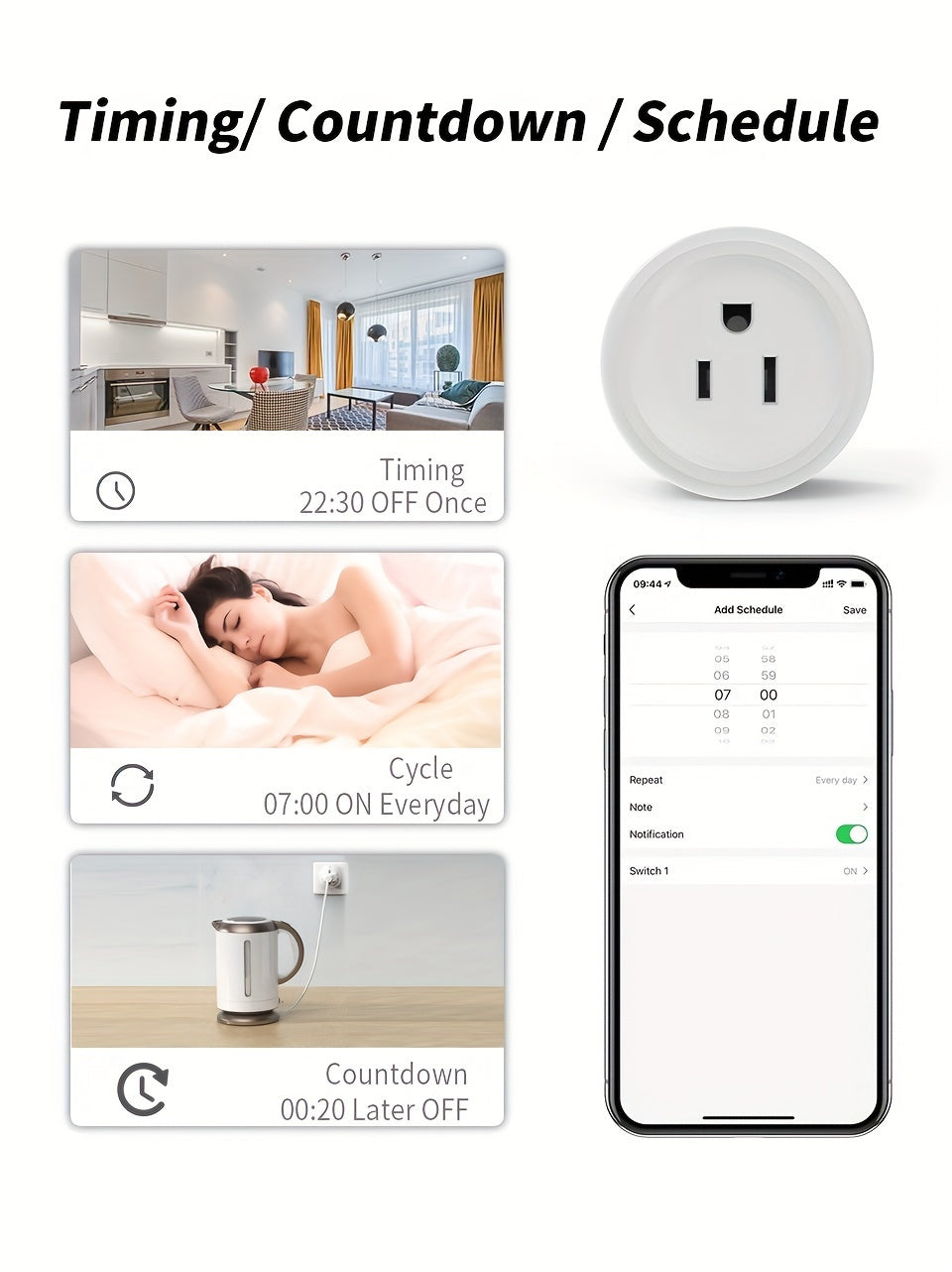 Graffiti WiFi Smart Socket Remote Control Timer Switch Support Smart Speaker Voice Control Google Assistant Support